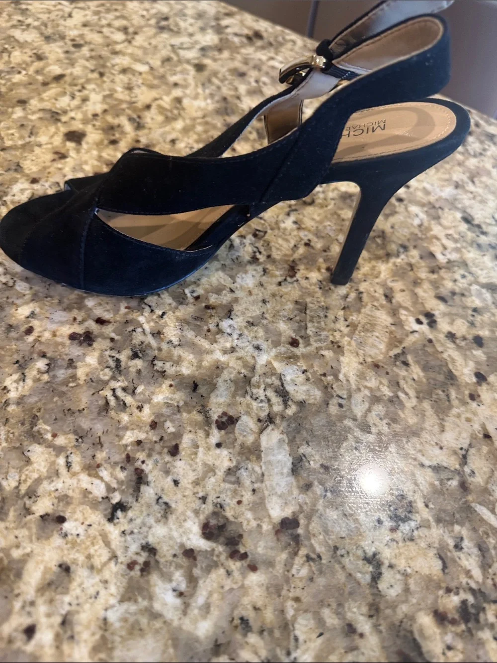 MICHAEL Michael Kors Black Suede Crisscross Slingback Heels Size 6